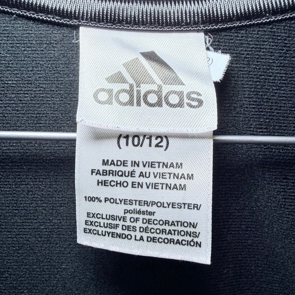 Adidas Kids Black White 3-Stripe Full Zip Track Jacket Size 10/12 Medium - Picture 2 of 3